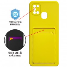 Capa para Samsung Galaxy A21s - Emborrachada Case Card Amarela